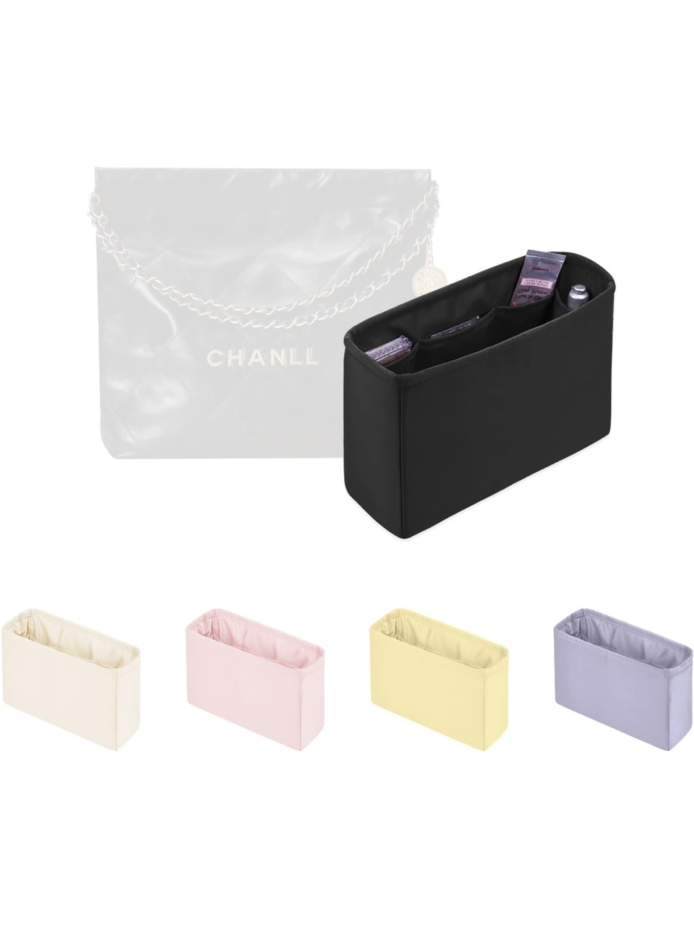 Satin Purse Organizer for Chanel 22 Bag Small Black. 2609/bb9-3